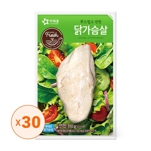 [세트특가]부드럽고 연한 닭가슴살 110g (냉동)X30입